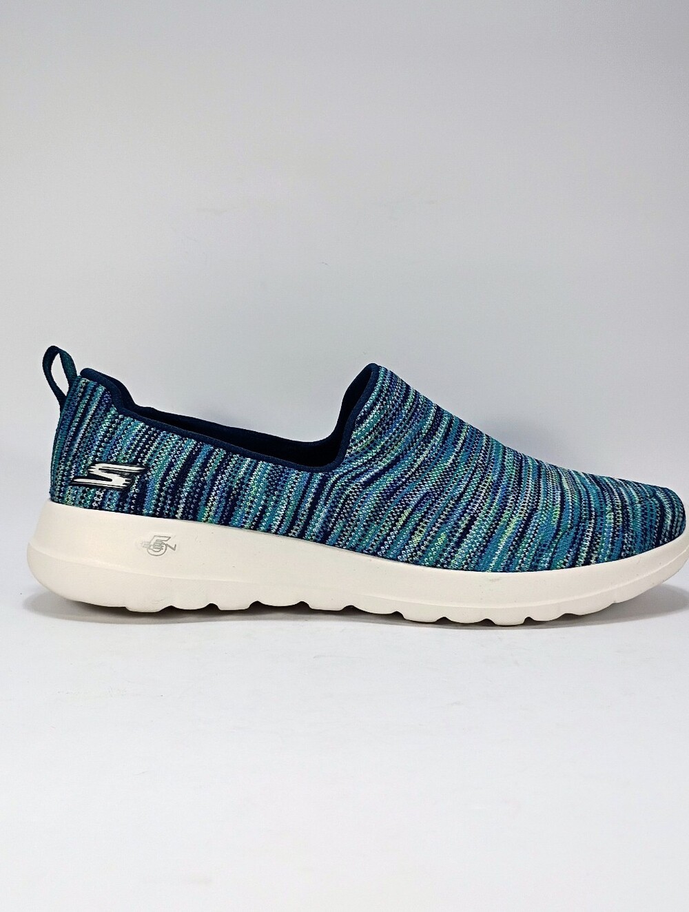 Skechers Shoes Go Walk Joy Womens 9 Navy Blue Mint Stripe Slip On Sneakers